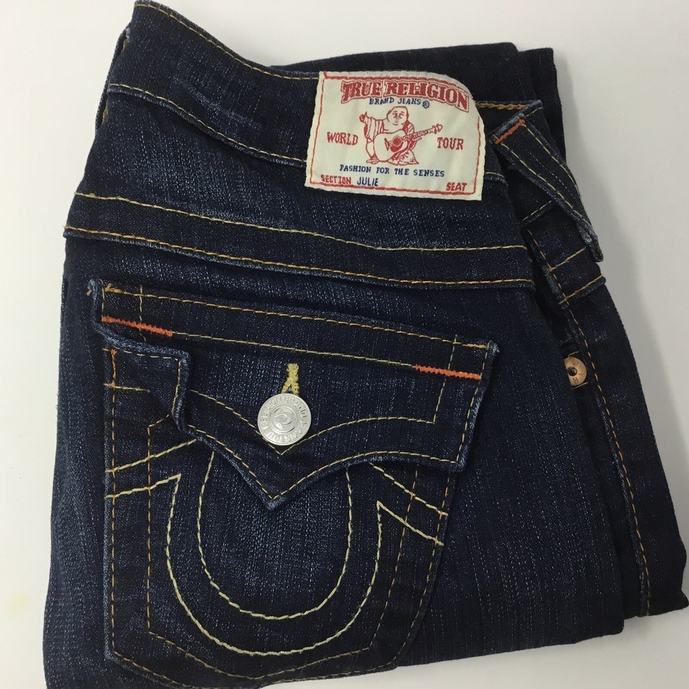 True Religion Section Julie Seat Jeans Dark Blue Wash Womens Size 26